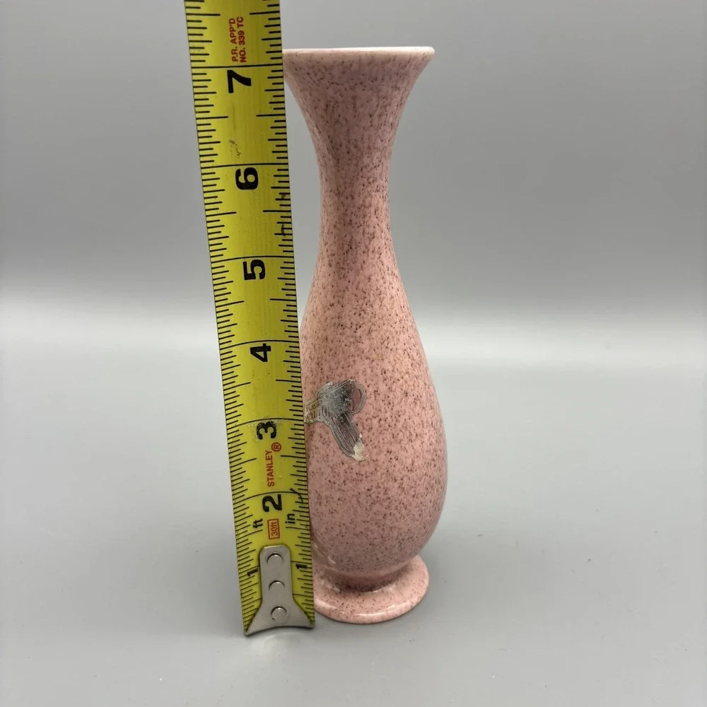Red‎ Wing USA Ceramic Pottery Bud Vase Pink Art Deco Style Speckled